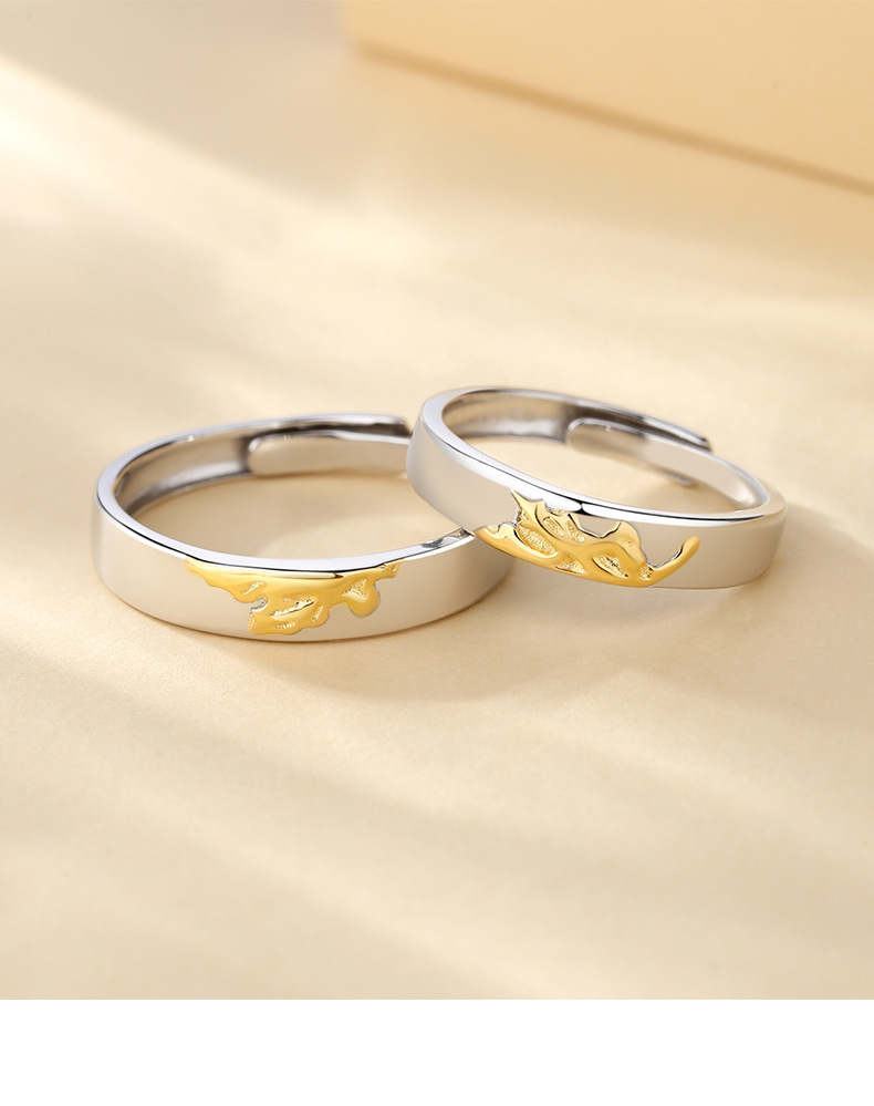 Retro Maple Leaf Sterling Silver Plating Rings 1 Piece