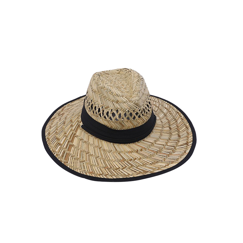 Sombrero de paja estilo jazz con diseño hueco, ideal para pesca y actividades al aire libre.