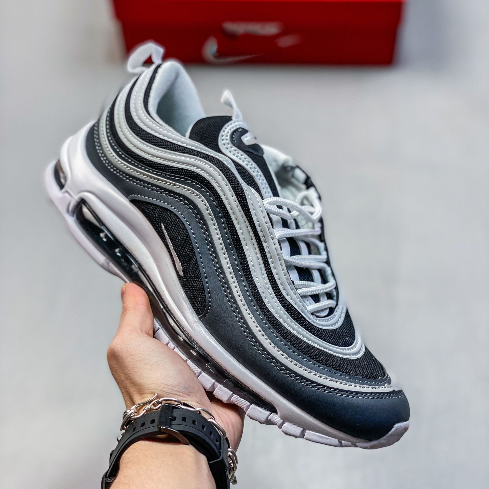 Pure original Max 97 retro bala reflectante cojín de aire zapatos para correr amortiguación transpirable todo fósforo ocio deportes zapatos de moda hombres y mujeres