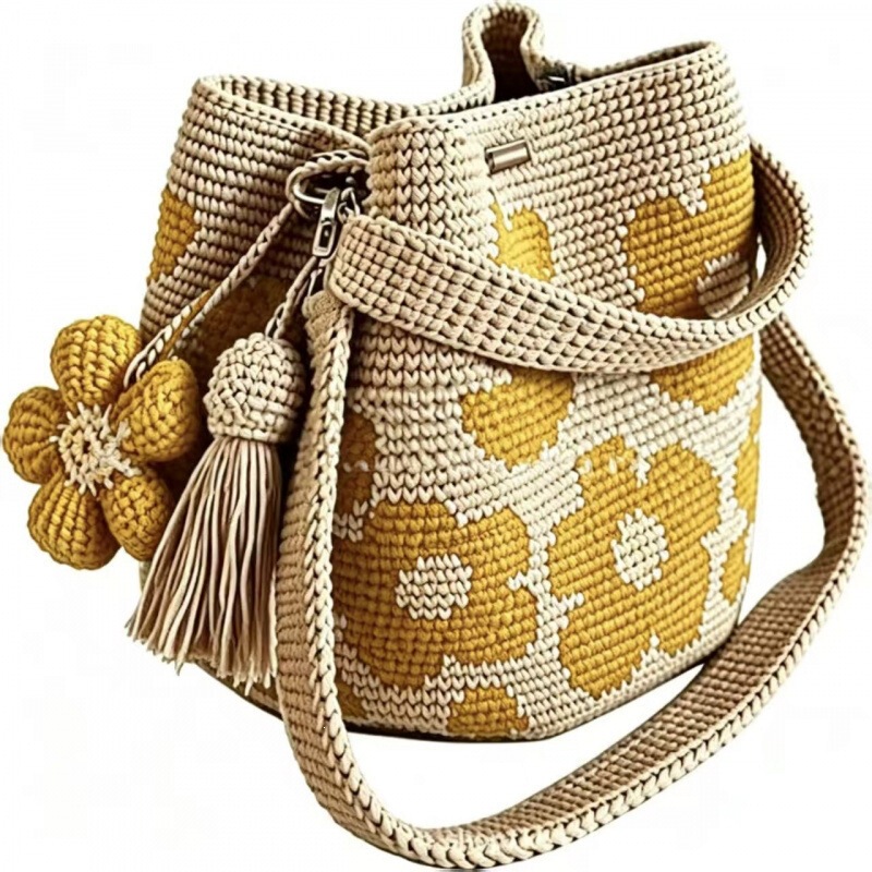 Cross-Border Handmade Crochet Flower Tote Cross-Border Handmade Crochet Flower Tote