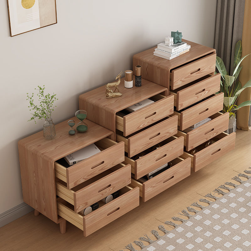 Armario de cajones de madera de cera blanca armario de almacenamiento de pared de la sala de estar gabinete de cajón de dormitorio de madera maciza gabinete de almacenamiento minimalista moderno