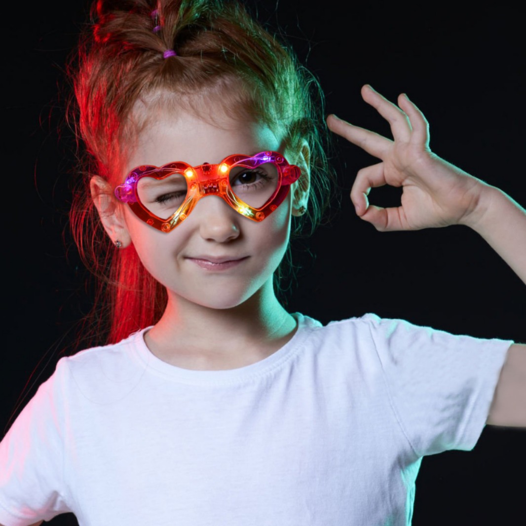 Nuevos productos transfronterizos de navidad LED gafas de luz circular en forma de corazón gafas de flash tiendas de juguetes de luz al por mayor
