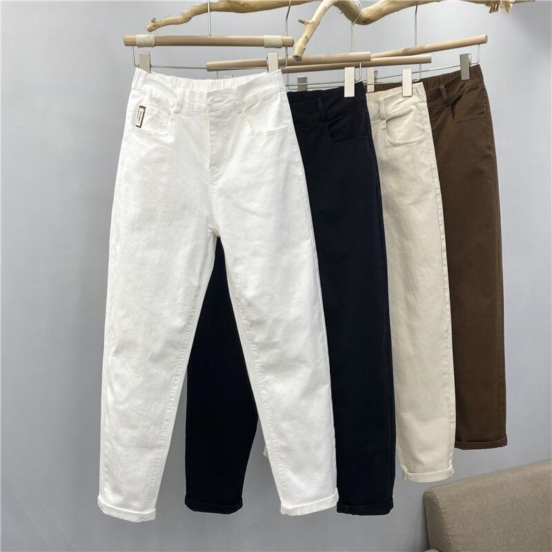 Casual Denim Harem Pants for Women, Spring and Summer, Simple New Style, Fashionable Versatile Loose Fit, Elastic Waist, Slimming Skinny Dad Pants Casual Denim Harem Pants for Women, Spring and Summer, Simple New Style, Fashionable Versatile Loose Fit, Elastic Waist, Slimming Skinny Dad Pants