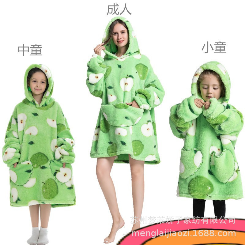 新型の厚い防寒服の怠け者の絨毯の子供の漫画のかわいいパジャマの子供の帽子の衛衣の舒綿の絨毯の家の服|undefined