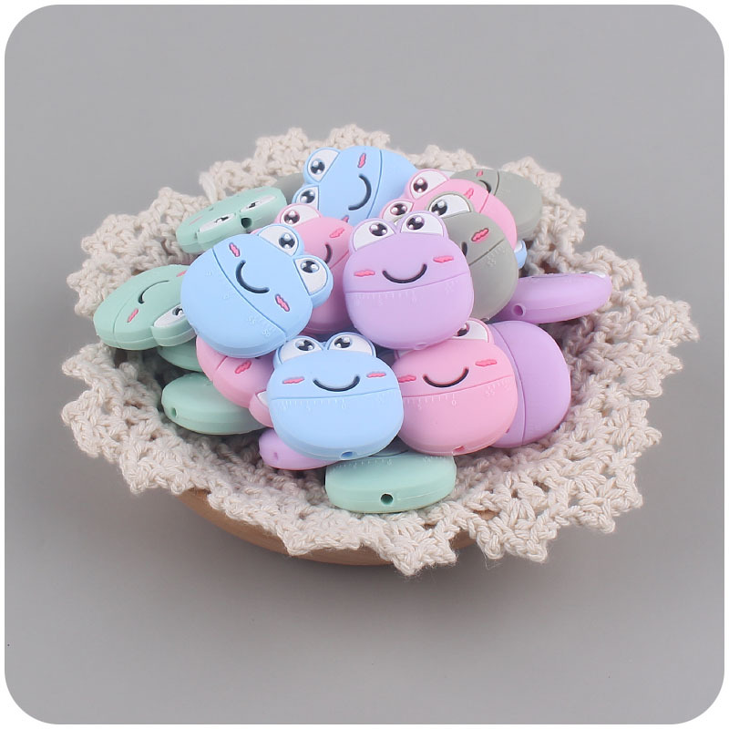 Bebé suministros de silicona de dibujos animados Rana mordedor perlas DIY bebé molar pezón anti-gota cadena mordedor Accesorios