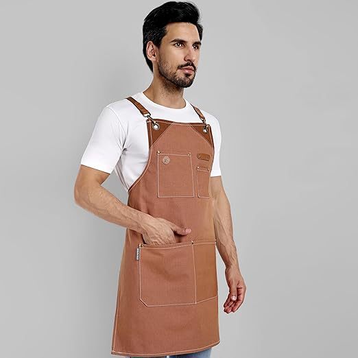 Customized 100% Cotton Cloth Chef Apron Cross Heavy Adjustable Multi-Functional Kitchen and Tool Apron