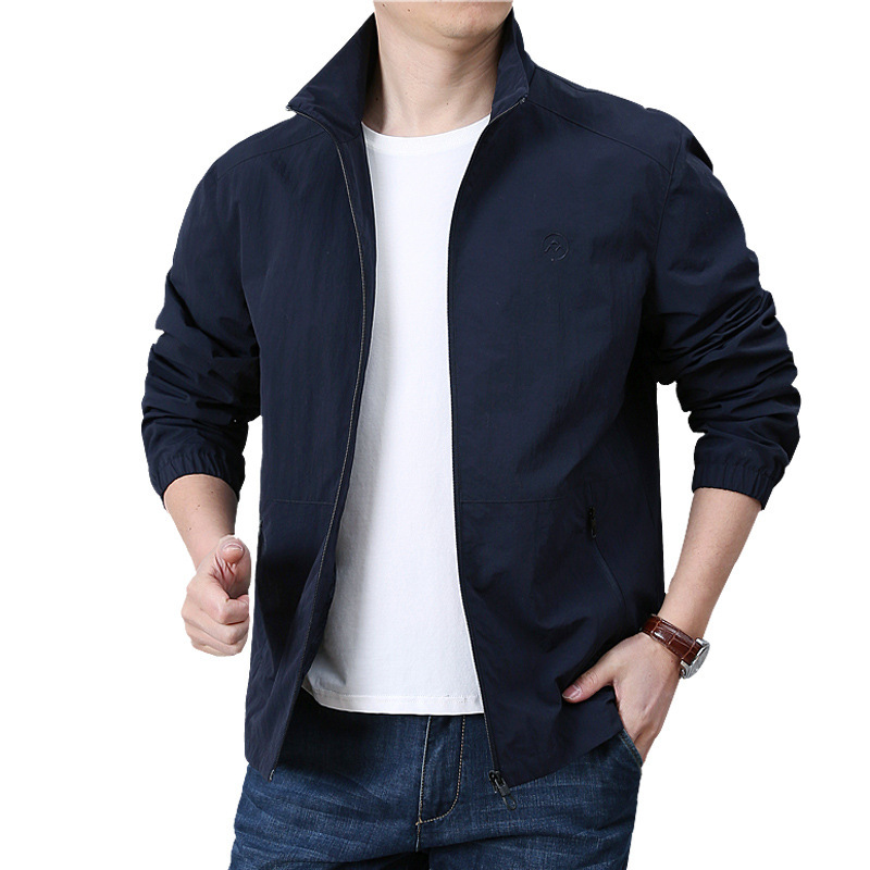 5722 Spring Men's Jacket Loose Top Casual Simple Men's Middle-Aged Thin Breathable Men's Jacket