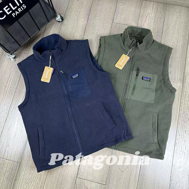 Pata Patagonia Autum Outdoor Men's Stand-Up Collar Sleeveless Vest Double-Sided Polar Fleece Thermal Vest