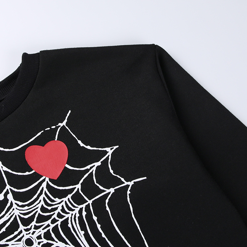 Diablo Style Spider Web Love Print Long-Sleeved T-Shirt NSGYB98508