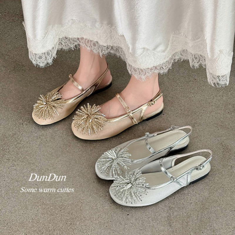Gorgeous Gauze Mesh Women's Fashion 2026 Spring/Summer New Flat Round-Toe Low-Heel Fashion Closed-Toe Sandals