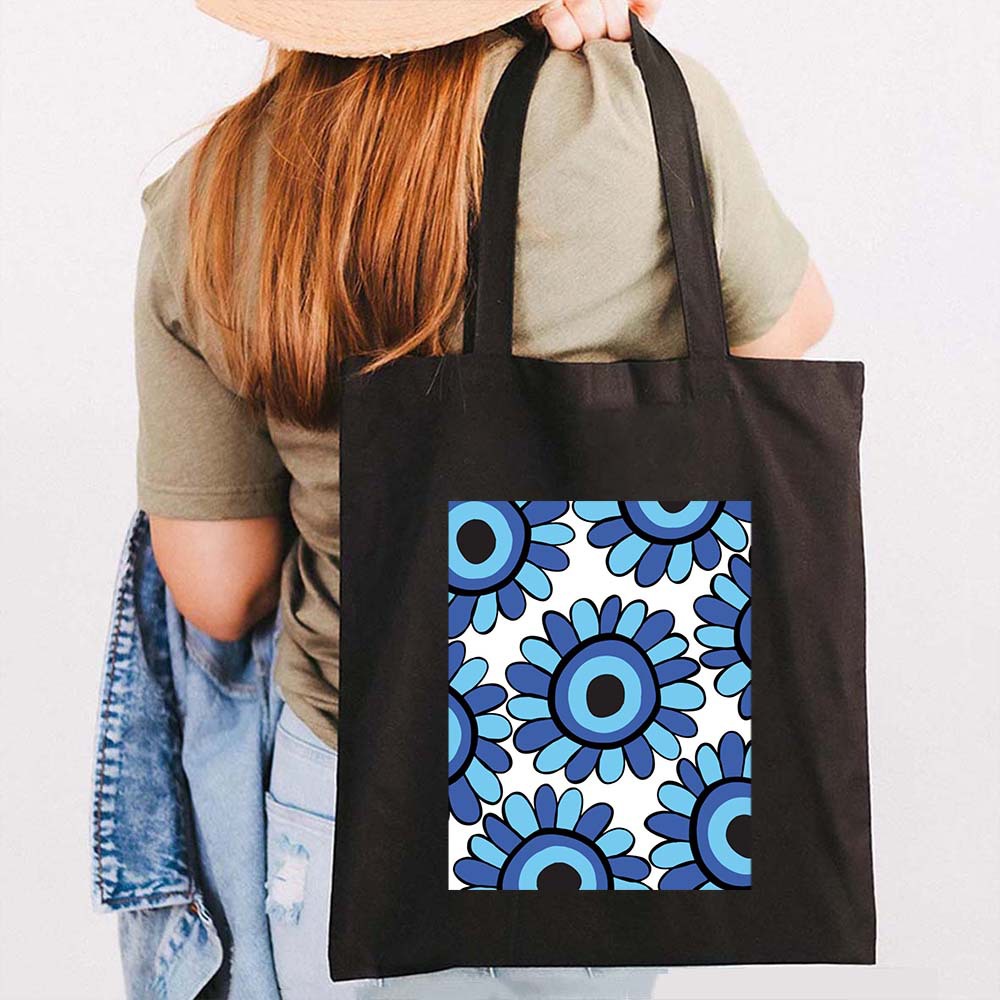 Graffiti griego mal de ojo impreso bolsa de lona bolsa de hombro estudiante bolsa plegable bolsa de compras portátil