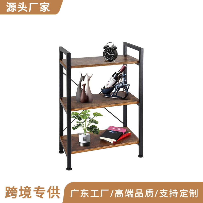 3 Layers Wooden Metal Rack Bookcase Display Storage Rack Multifunctional Storage Rack Furniture Home Office Kitchen Rack