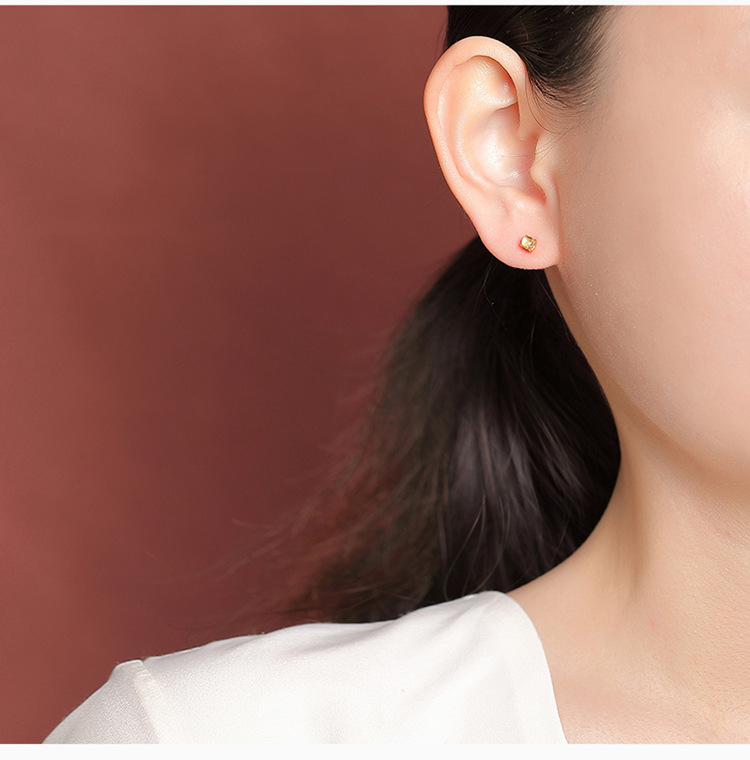Bông tai bạc S925 mạ vàng đính pha lê trắng và pha lê vàng, kiểu dáng nhỏ nhắn tinh tế — Trắng pha lê chi tiết 5
