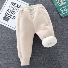 儿童加绒裤子薄绒新款2025秋冬装小童秋季长裤帅气宝宝秋天运动裤