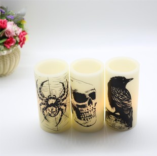Factory Wholesale Three-Piece Set Halloween Led Digital Candle Water Stickers Wholesale Halloween Atmosphere Decoration