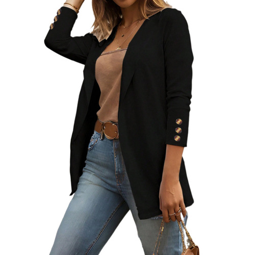 Autumn and Winter Bestselling Women's Solid Color Collar Blazer Long-Sleeve Versatile Fitted Fashion Coat