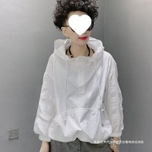 欧洲站春秋新款宽松百搭简约长袖连帽衬衣女韩版时尚年轻T恤