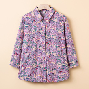 Grandma's spring clothes mother's shirt middle-aged and elderly women's summer clothes top 60-year-old 70-year-old clothes spring and summer wife