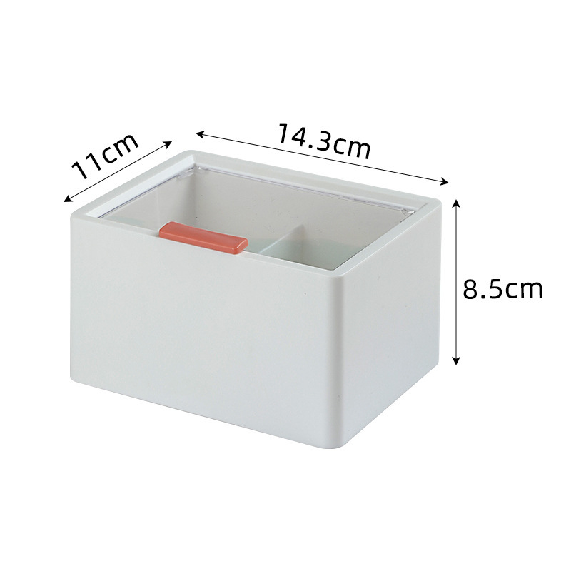 ミニマリスト防塵コットン収納ボックス プラスチック製二層仕切り付き透明蓋付き口紅収納ボックス|undefined