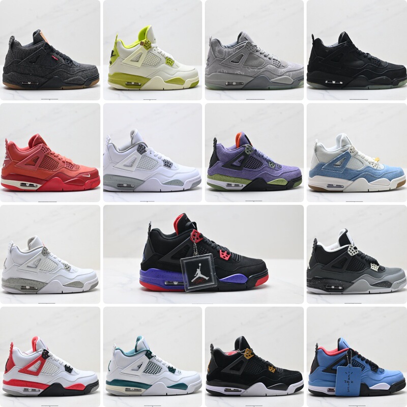 Putian basketball shoes for men and women, AJ4, practical outdoor sports shoes, white cement running shoes, high-quality cowhide