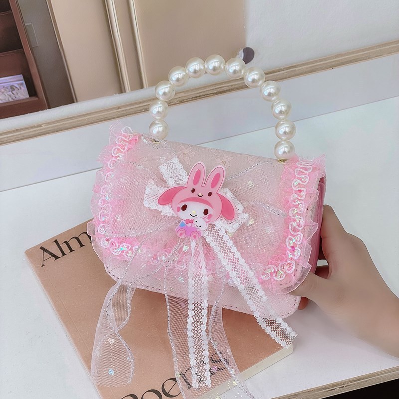 Bolsos infantiles, bolsos de moda princesa de perlas, bolsos de cambio de chicas lindas, bolsos de hombro de encaje