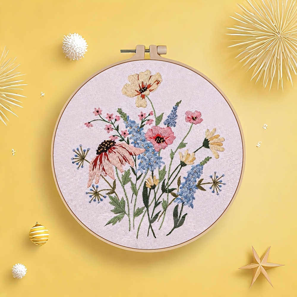 DIY regalos de bordado a mano paquete de materiales de estilo europeo flores tranquilas y plantas tonos cálidos comercio exterior transfronterizo