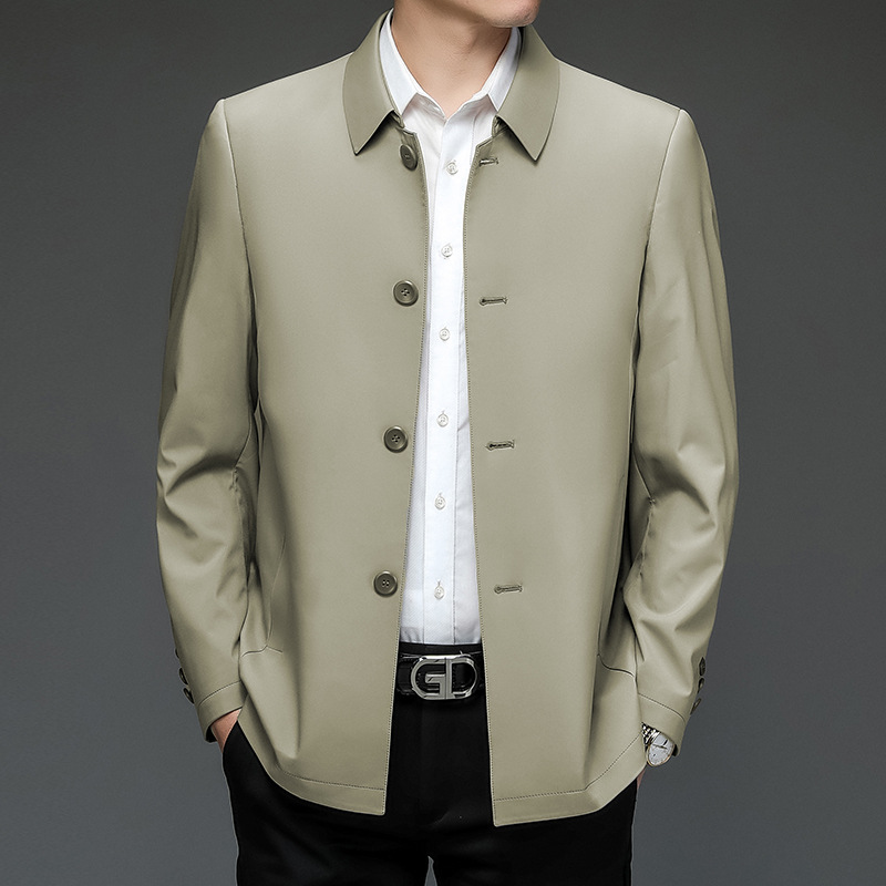 Primavera y otoño chaqueta de hombre con sola solapa de otoño hebilla media y larga chaqueta de hombre casual guapo chaqueta de hombre británico