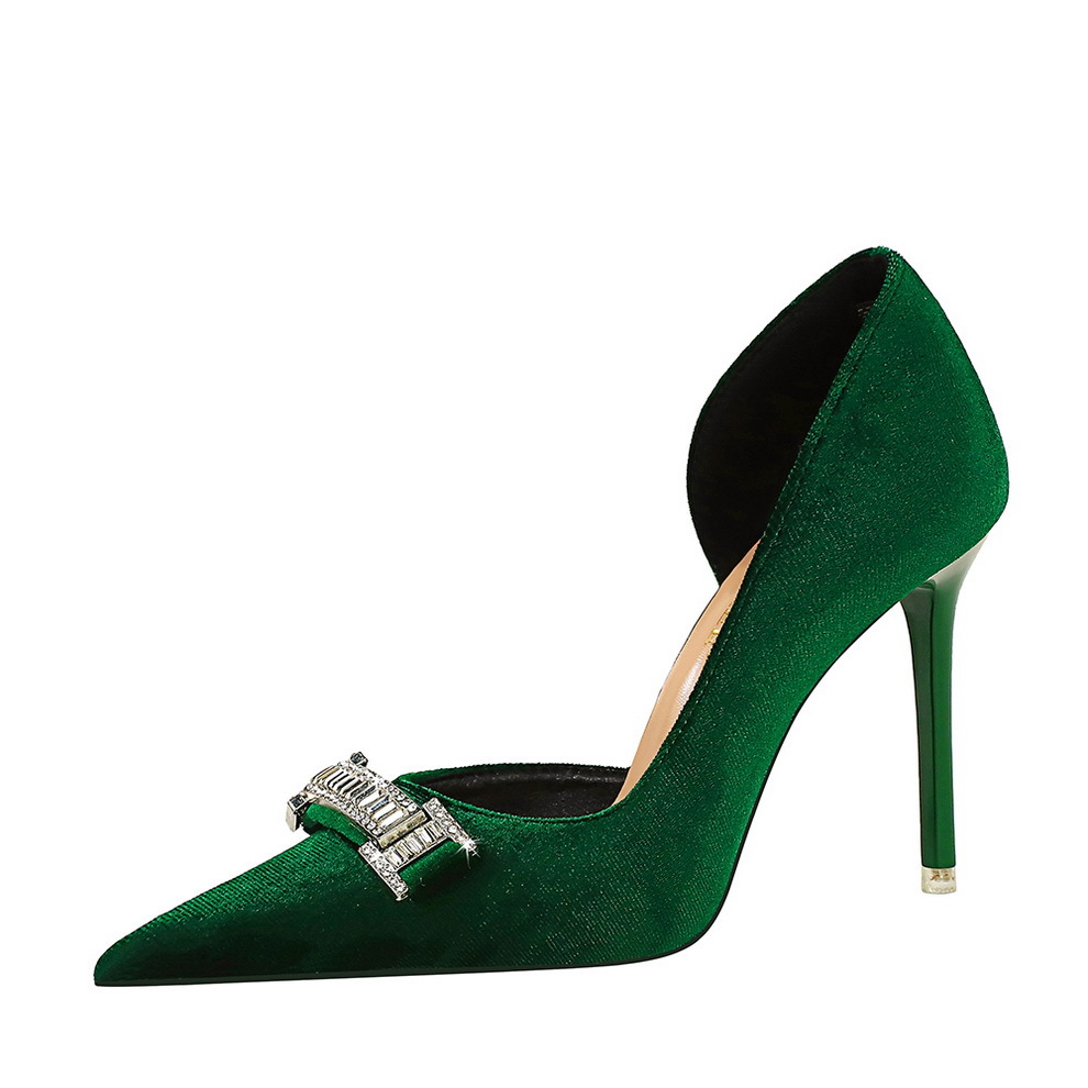 Elegant Suede Stiletto Pumps Pointed Toe Side Hollow High Heels_voghion.com