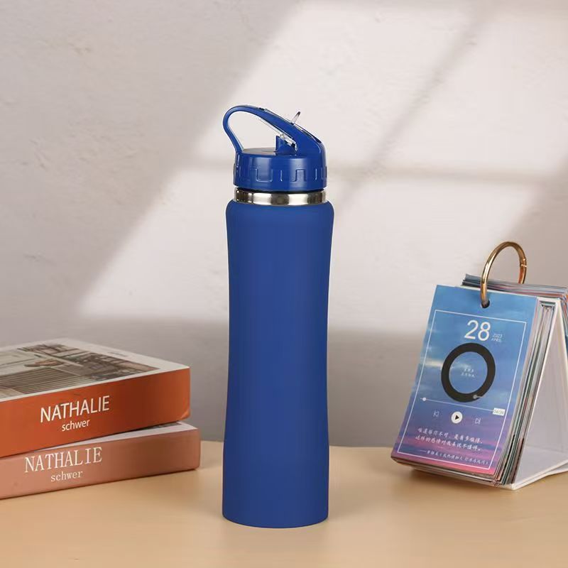 Vaso térmico de acero inoxidable para mujer, diseño delgado con pajilla