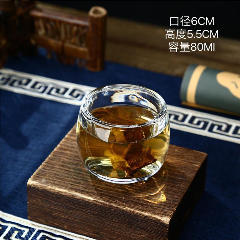 Taza de llave de dedo transparente y gruesa, no caliente, taza de té china, taza principal anti-calor, vidrio de alta calidad