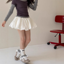 白色灯笼裙2025秋新款中大童女童防走光灯笼云朵泡泡裙裤可爱半裙