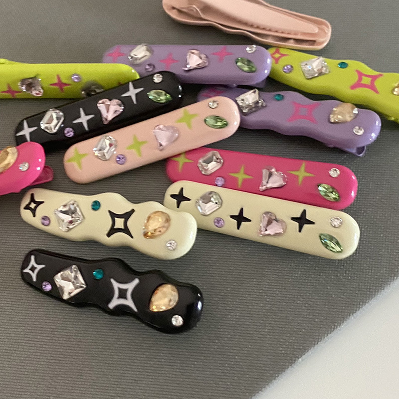 Glitzernde Stern Haarklammer Mit Strass Candy Farben Haarspange_voghion.com