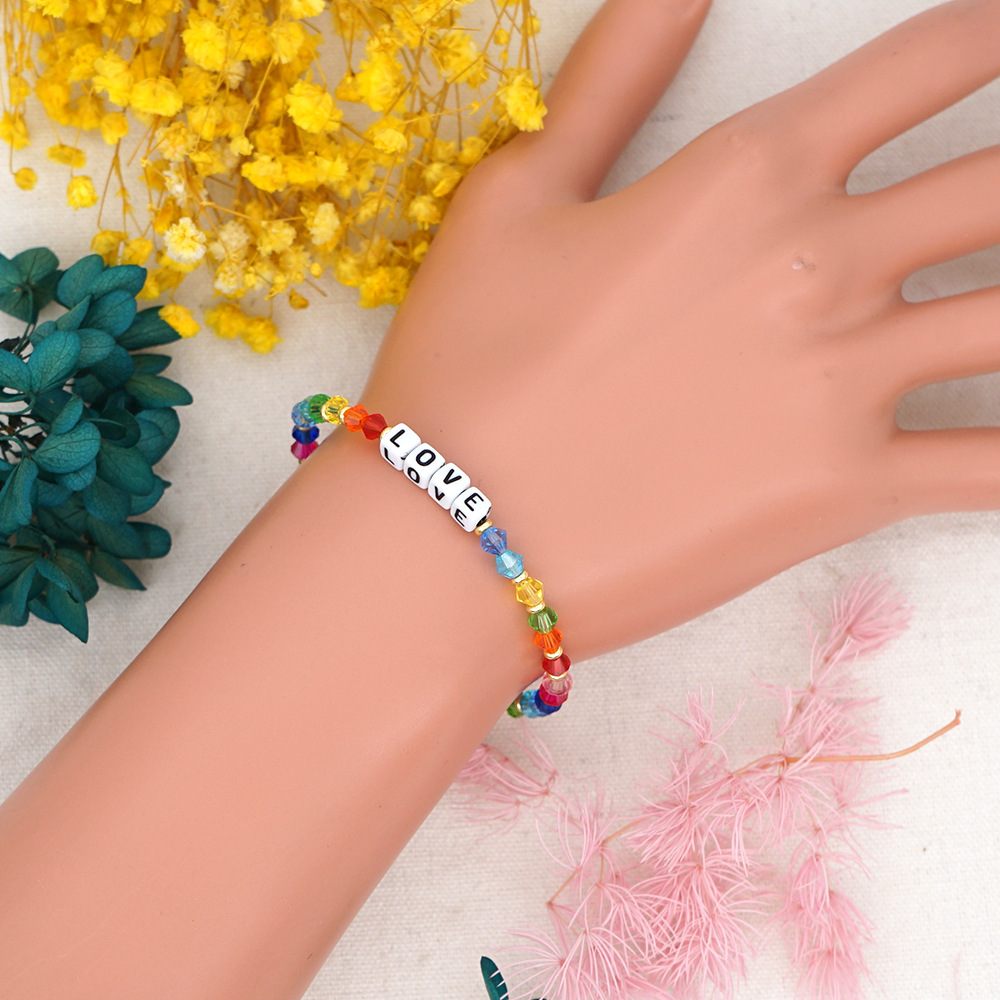 Pulsera De Acrílico Con Letras De Cristal De Estilo Étnico Al Por Mayor display picture 4