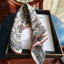 真丝羊绒异域风情双面异色  黑白70 丝绒多功晒丝巾 秋冬围巾22