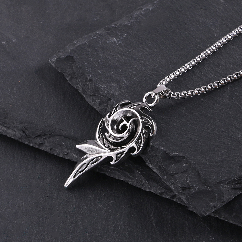 Flame Titanium Steel Fashionable Personalized Sweater Chain Pendant, Couple Trendy And Versatile Jewelry Necklace_voghion.com