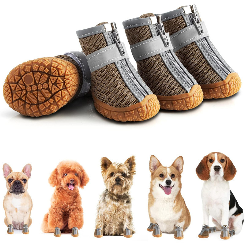 Venta caliente transfronteriza nuevos zapatos para perros para mascotas, zapatos para caminar al aire libre resistentes al desgaste y transpirables para perros pequeños, fábrica de zapatos Teddy Bichon al por mayor