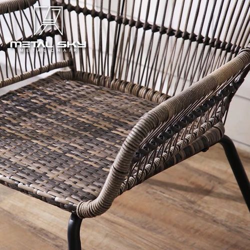 Outdoor rattan chair set of three, home leisure table and chairs, tea table, balcony small table and chairs, rattan furniture combination, waterproof and sunproof
