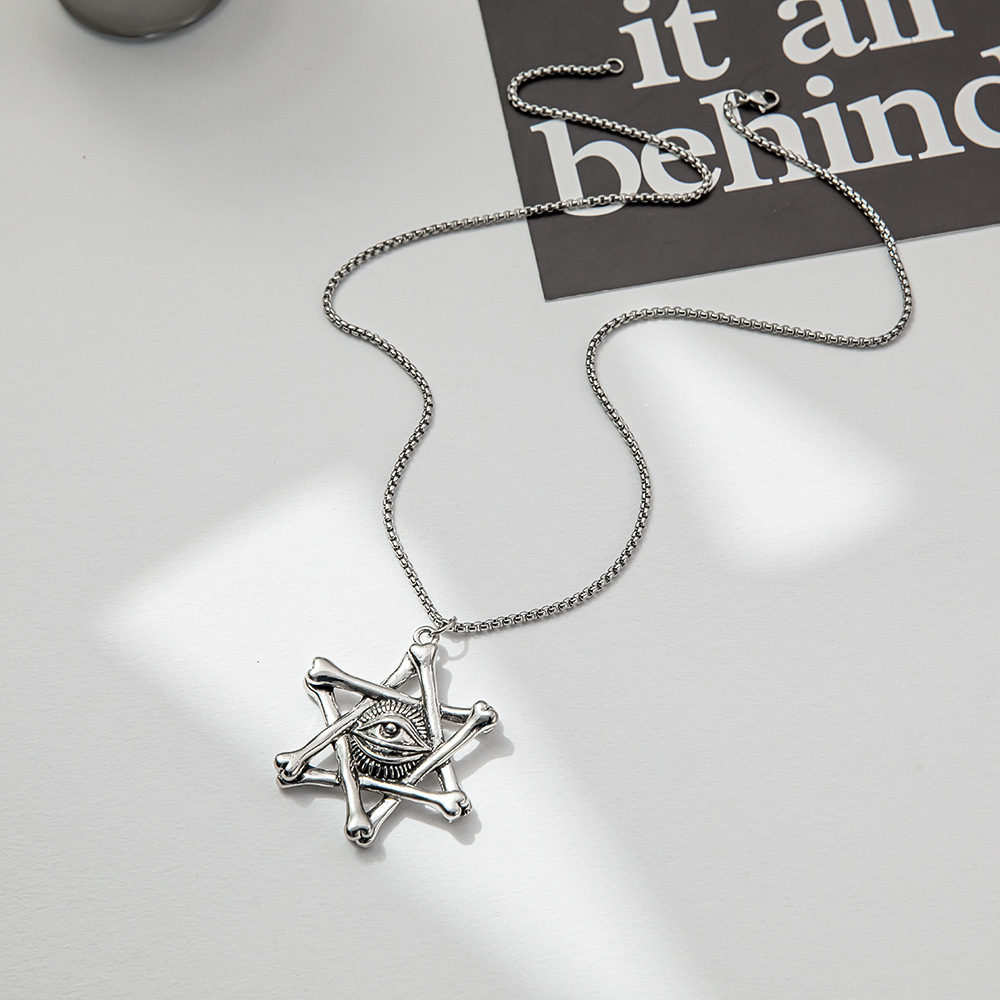 Fashion Eight awn star Titanium Steel Plating Pendant Necklace 1 Piece