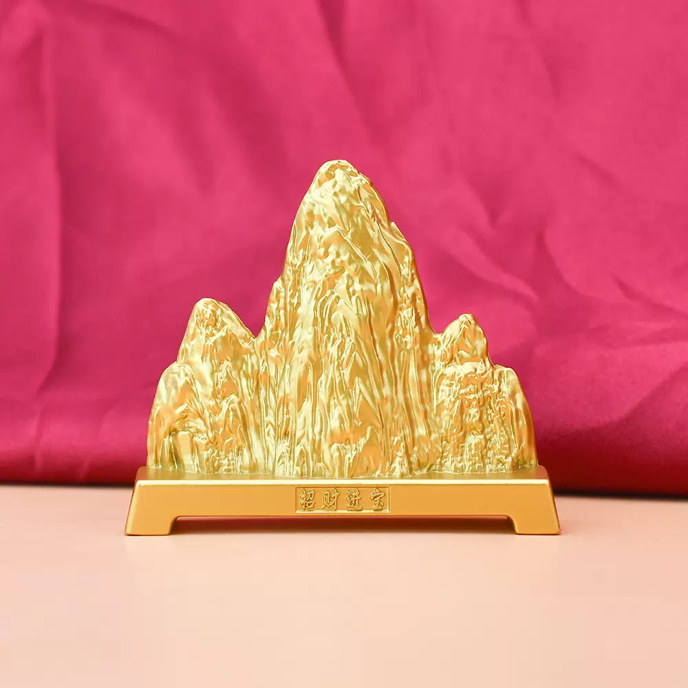 新中式黄铜金属金山银山假山创意装饰品小摆件客厅办公室茶桌桌面