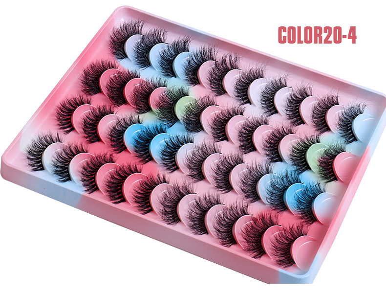 جديد الملونة متعددة-طبقة سميكة عبر المنك الفراء 6d رقيق الرموش الصناعية 20 Pairs display picture 8