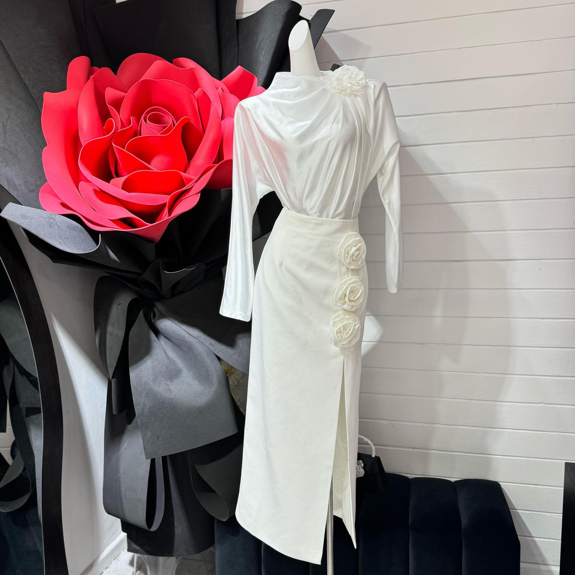 280g Weight Midi Dress Dress Length Type Hip Skirt Dresses Type Polyester Fabric Type High Waist Waist Line Inelastic Elasticity Family Gathering, Date Occasion Slim Fit Type Christmas, wedding season Festival Rose, Solid Color Pattern Summer, Spring Season Women's Gender Elegant Style, Retro Style Summer Spring Elegant Style Retro Rose Solid Color Polyester Midi Dress Skirts 7