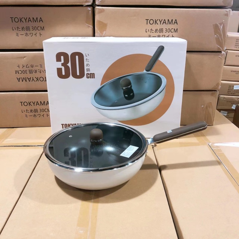 日本の輸入の大きい金のEHのコーティングの復古は鍋の家庭の深いフライパンのガスの電磁ストーブの通用の30cmを貼り付けません。|undefined