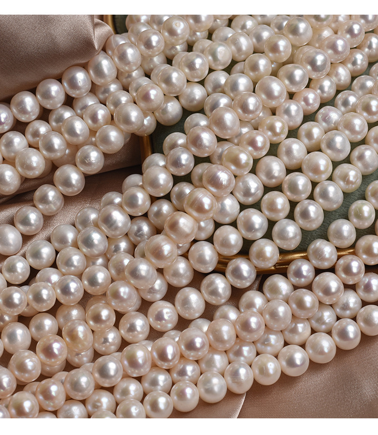 8mm Punch Natural Freshwater Pearl Wholesale Semi-finished Necklace Scattered Beads With Growth Pattern Walking Factory Direct Sales display picture 7