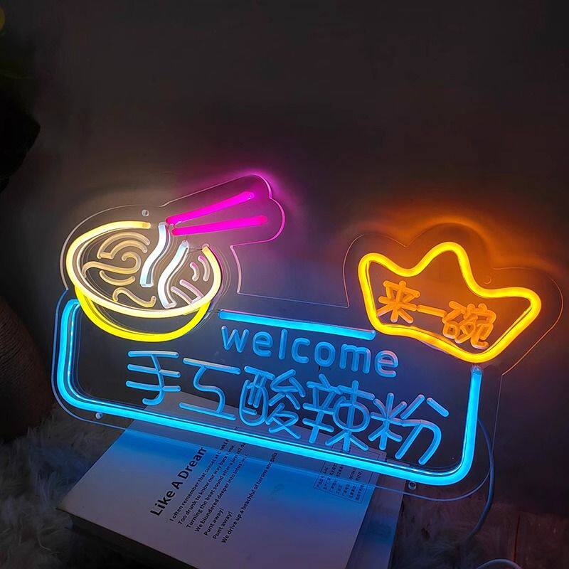 Lámpara de neón personalizada lámpara led cartel letras red fondo pared letrero decoración de mercado nocturno