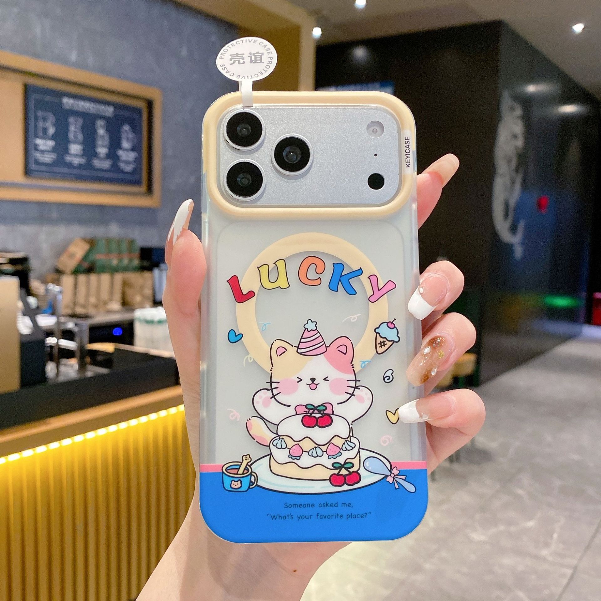 Funda para teléfono con diseño de gato KT, tacto de piel, compatible con Apple 17 Pro Max, iPhone 16, modelo popular, magnética 15P, estilo coreano 14/13