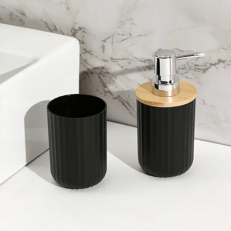 Color sólido blanco y negro de alta gama, caja de jabón, soporte de cepillo de dientes, botella de emulsión, enjuague bucal, caja de algodón, oferta transfronteriza