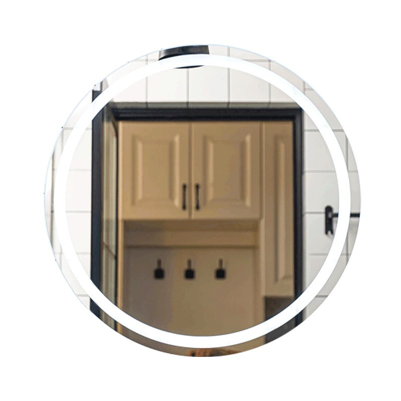 Espejo redondo colgado en la pared del baño, espejo de baño inteligente, pantalla táctil colgado en la pared, iluminación LED, maquillaje, espejo redondo de eliminación de niebla