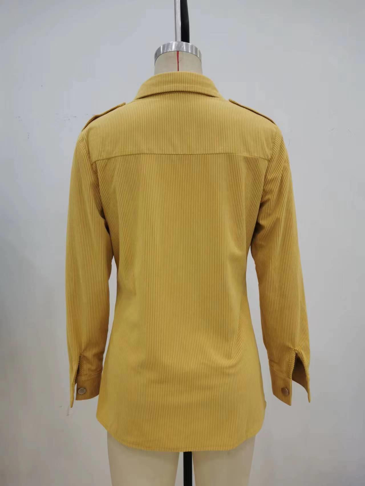Women's Corduroy Jacket Shirt Style Solid Colour Coat For Women_voghion.com