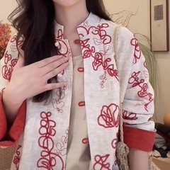 新中式线绣工艺两面穿外套女品质衬衫时髦国风高级感轻奢开衫早秋