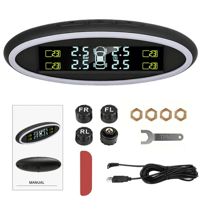 Car Tire Pressure Monitor Air Pressure Detector USB Wired External High-Precision Car-Mounted Mini Tire Pressure Monitor (Tire pressure monitoring system) - external-wiring-type-external-color-screen-wired-version